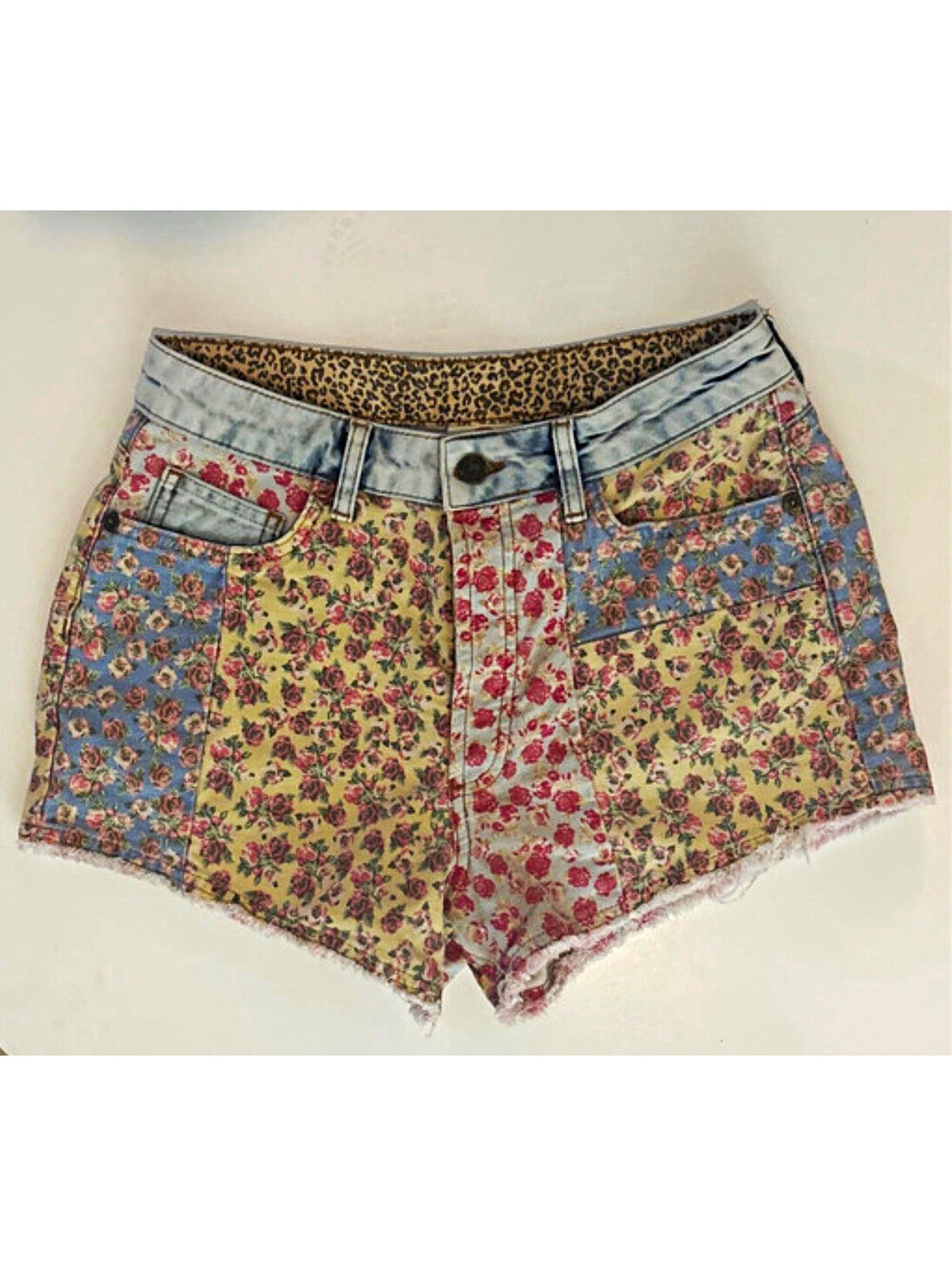 FARM Rio for Anthropologie Womens Denim Cutoff Shorts 28 Light Wash High Rise